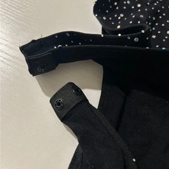 SHEIN Black Rhinestone Lace-Up High-Cut Bodysuit - Picture 7 of 9